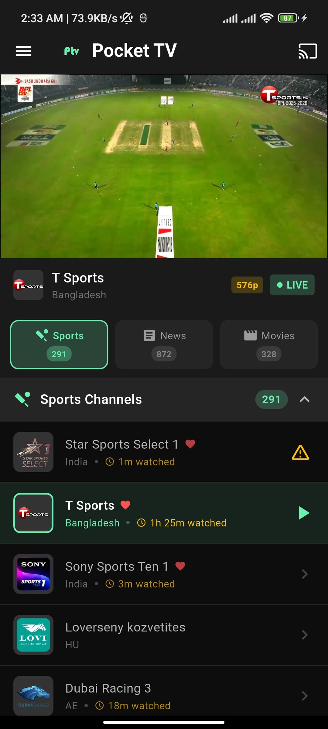 Pocket TV App Screenshot